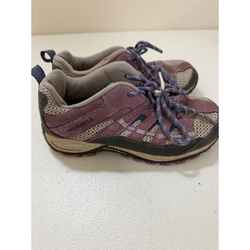 Merrell Kids Purple‎ Gray Suede Mesh Low Top Hiking Shoes Sneakers Size 1